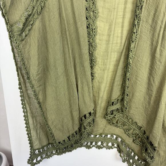 Do Everything in Love Crochet Trim Swim Beach Cover Up Cardigan Green - One Size - Picture 5 of 10